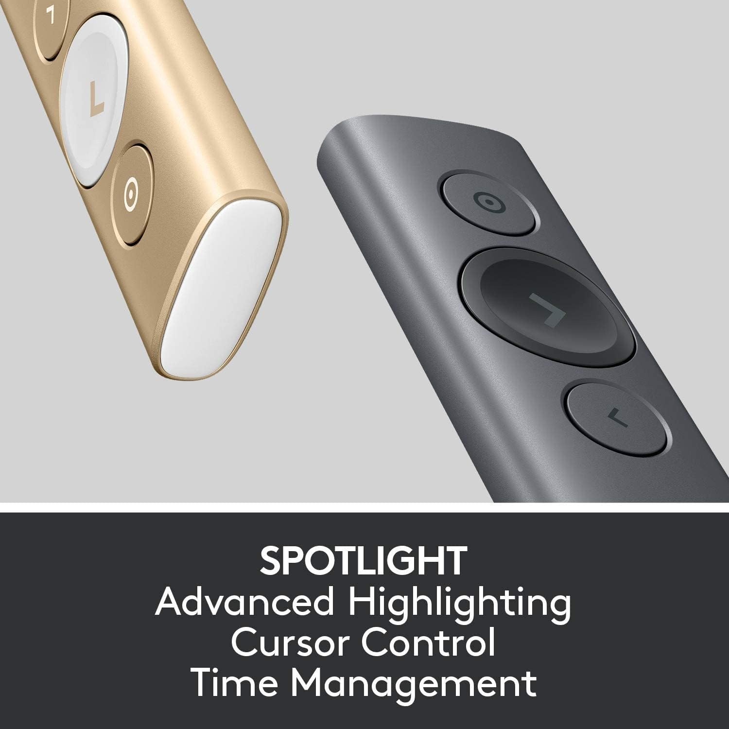image:imageLogitech Spotlight Presentation Remote Universal Wireless Presentation Clicker with Laser Pointer Advanced Digital Highlighting Bluetooth 30 m Range and Quick Charging BlackSilver