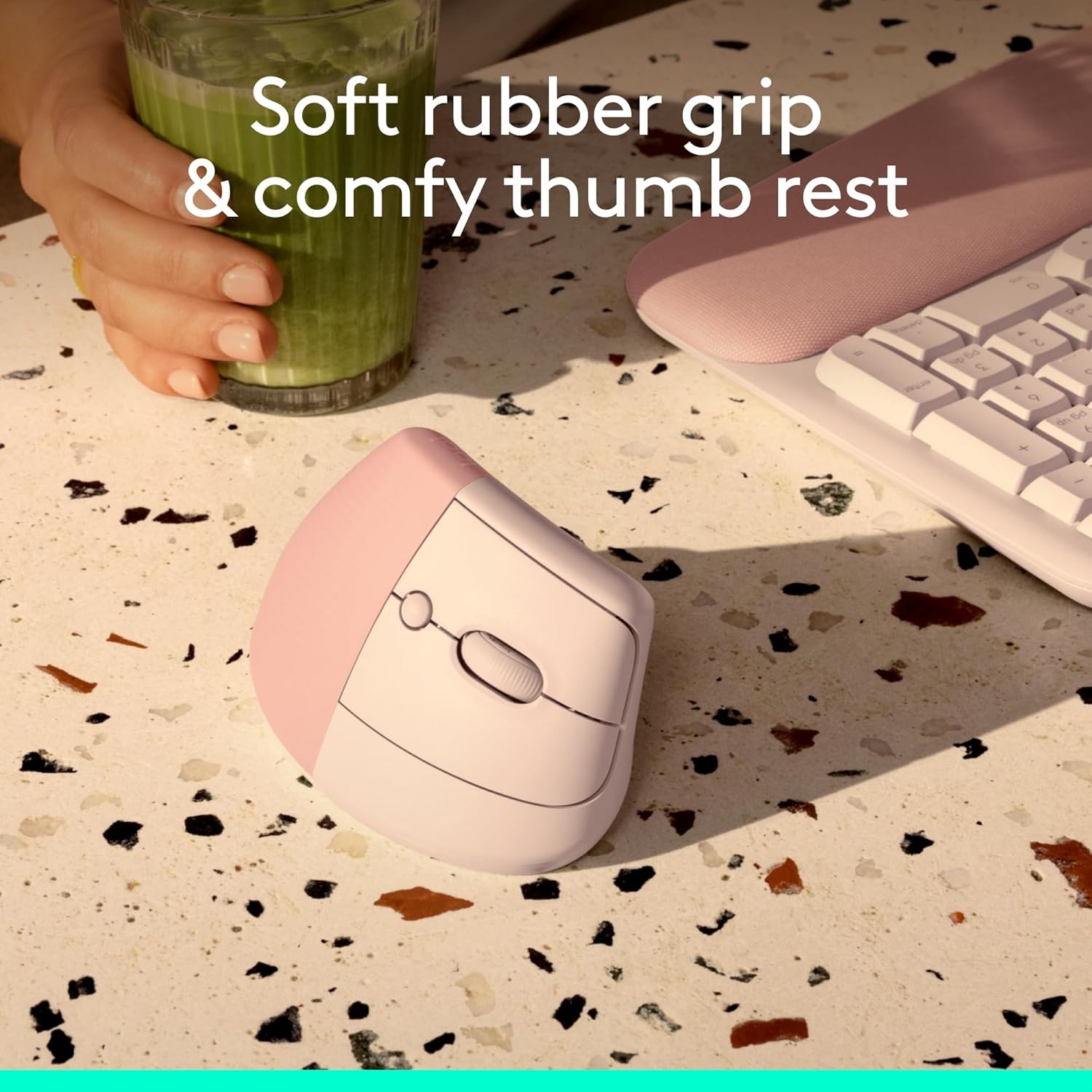 image:imageLogitech Wave Keys amp Lift Vertical Mouse Ergonomic Wireless Keyboard and Mouse Combo with Cushioned Palm Rest EasySwitch Bluetooth for MultiOS WindowsMac OffWhiteRose