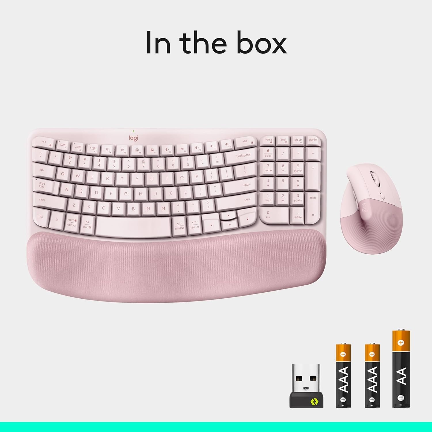 image:imageLogitech Wave Keys amp Lift Vertical Mouse Ergonomic Wireless Keyboard and Mouse Combo with Cushioned Palm Rest EasySwitch Bluetooth for MultiOS WindowsMac OffWhiteRose