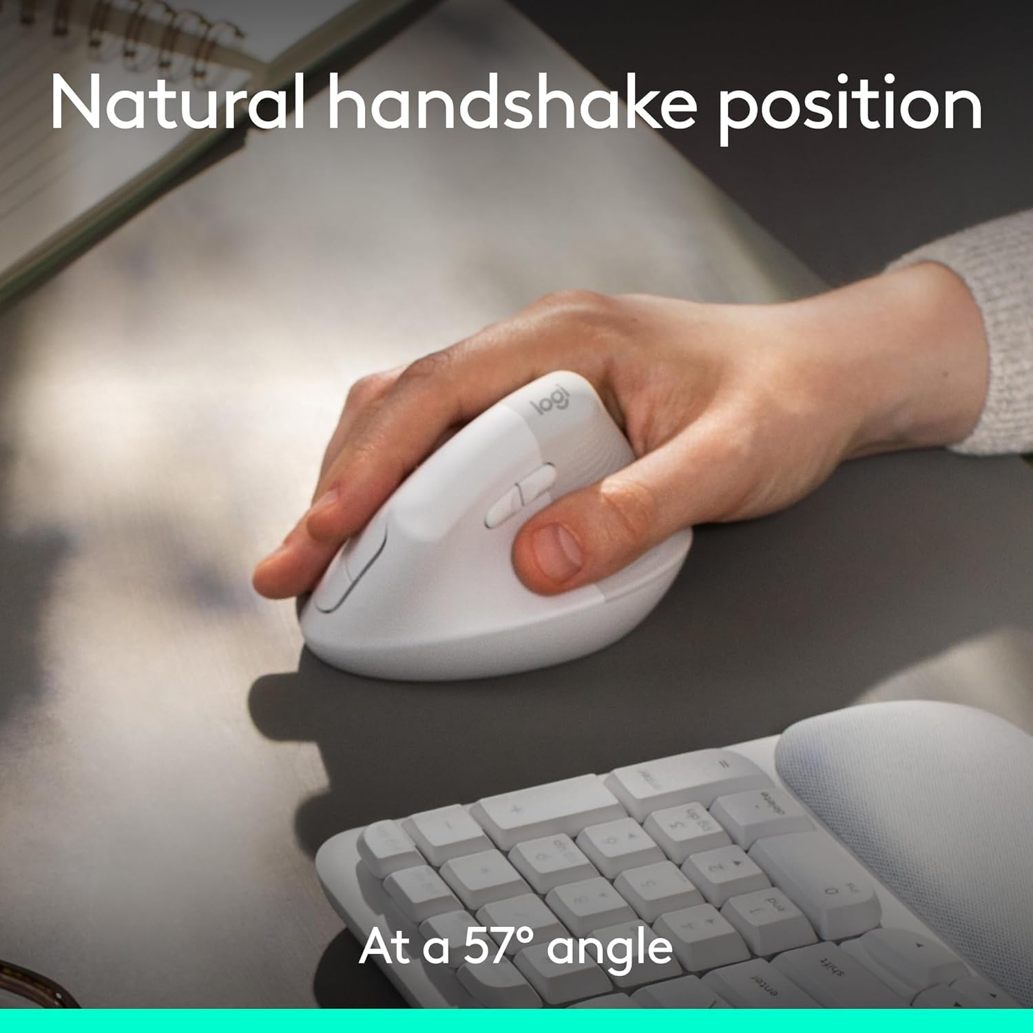 image:imageLogitech Wave Keys amp Lift Vertical Mouse Ergonomic Wireless Keyboard and Mouse Combo with Cushioned Palm Rest EasySwitch Bluetooth for MultiOS WindowsMac OffWhiteOff White