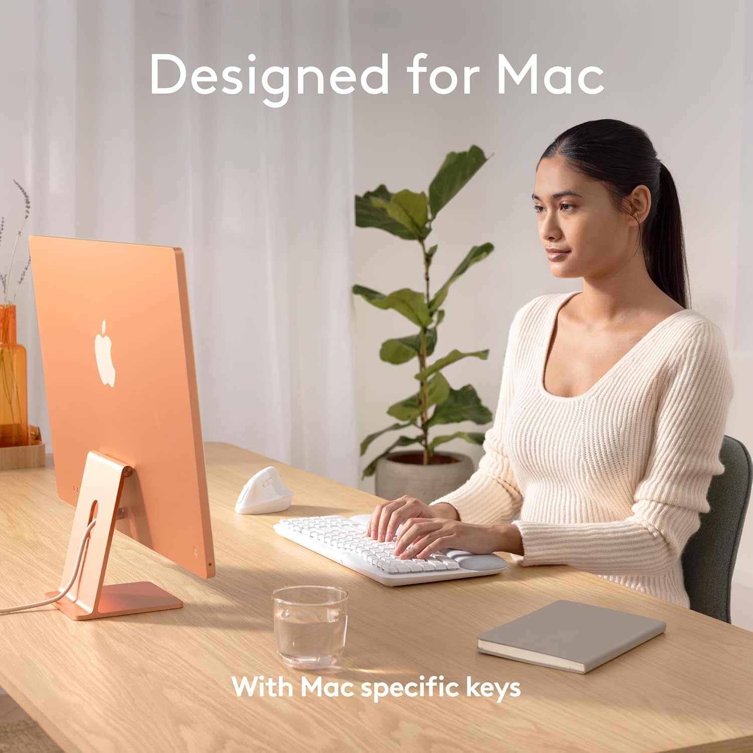 image:imageLogitech Wave Keys for Mac Wireless Ergonomic Keyboard with Cushioned Palm Rest Comfortable Natural Typing Bluetooth Keyboard EasySwitch Optimized for Mac Apple iPad Off WhiteKeyboard
