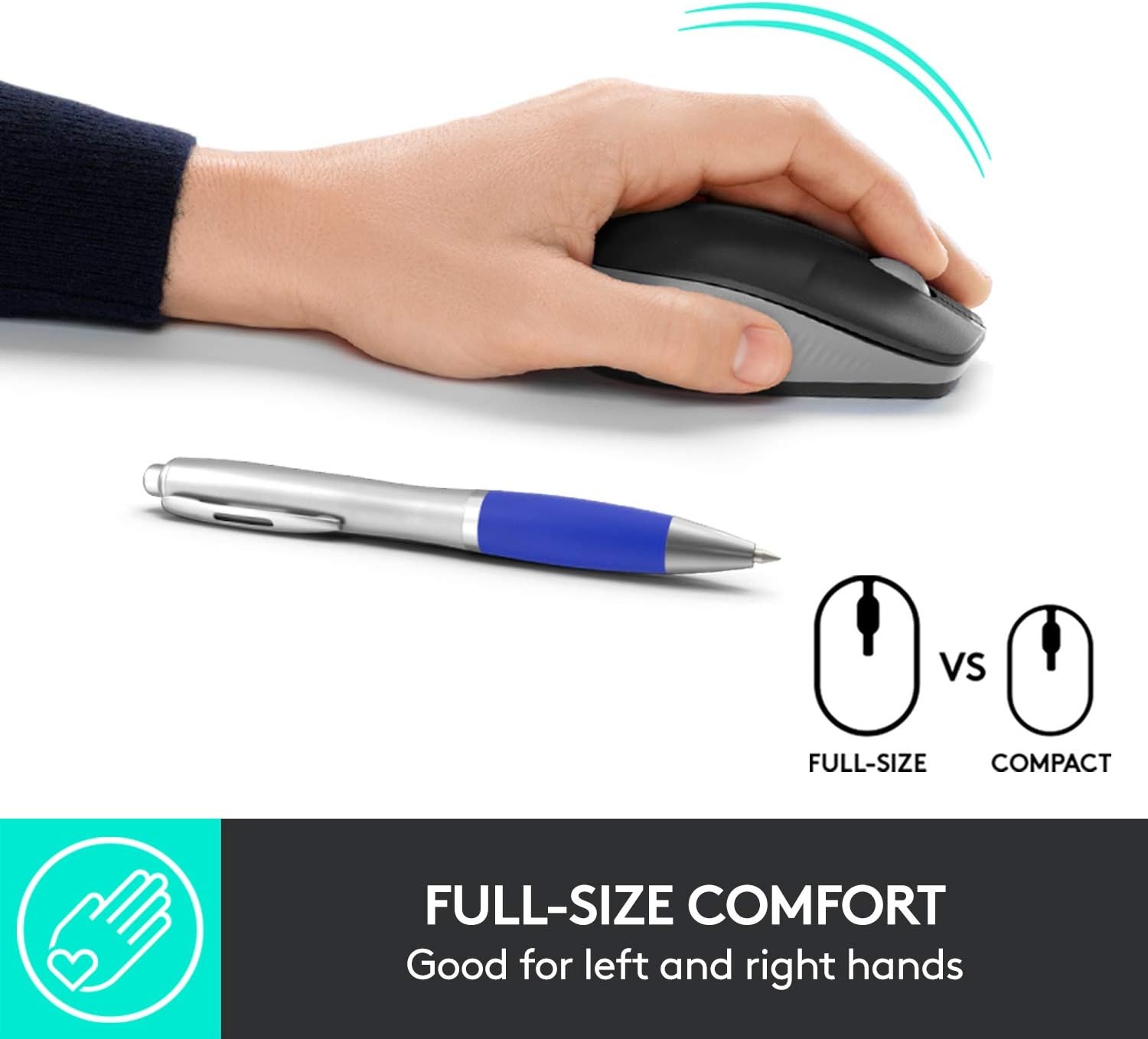 image:imageLogitech Wireless Mouse M190 Full Size Ambidextrous Curve Design 18Month Battery with Power Saving Mode Precise Cursor Control amp Scrolling Wide Scroll Wheel Thumb Grips Mid Grey
