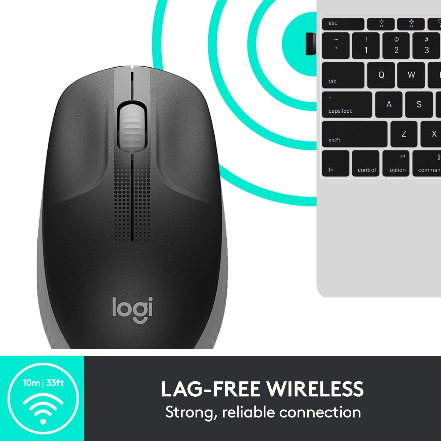 image:imageLogitech Wireless Mouse M190 Full Size Ambidextrous Curve Design 18Month Battery with Power Saving Mode Precise Cursor Control amp Scrolling Wide Scroll Wheel Thumb Grips Mid Grey
