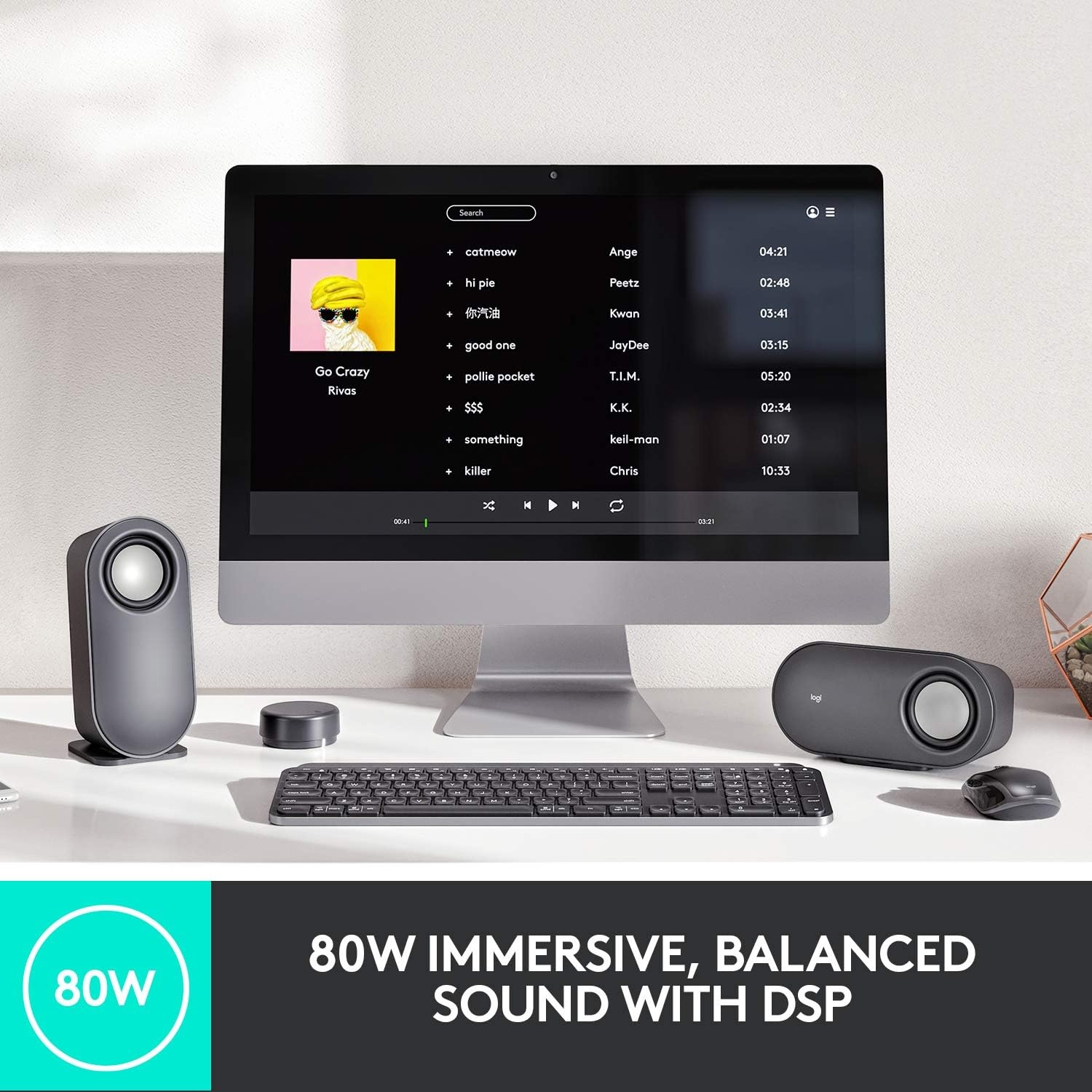image:imageLogitech Z407 Bluetooth Computer Speakers with Subwoofer and Wireless Control Immersive Sound Premium Audio with Multiple Inputs USB Speakers