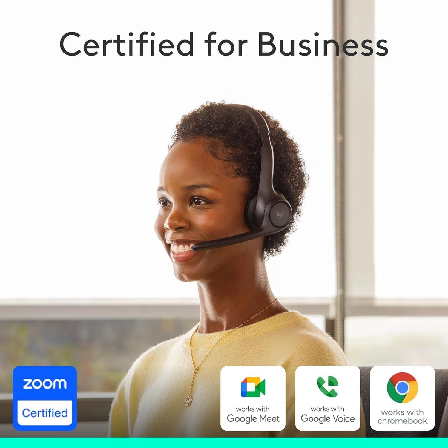 image:imageLogitech Zone 305 for Business Wireless Bluetooth Headset with Microphone for Google Meet Google Voice Zoom Compatible with Windows Mac Chrome Linux iOS iPadOS AndroidUC with dongle