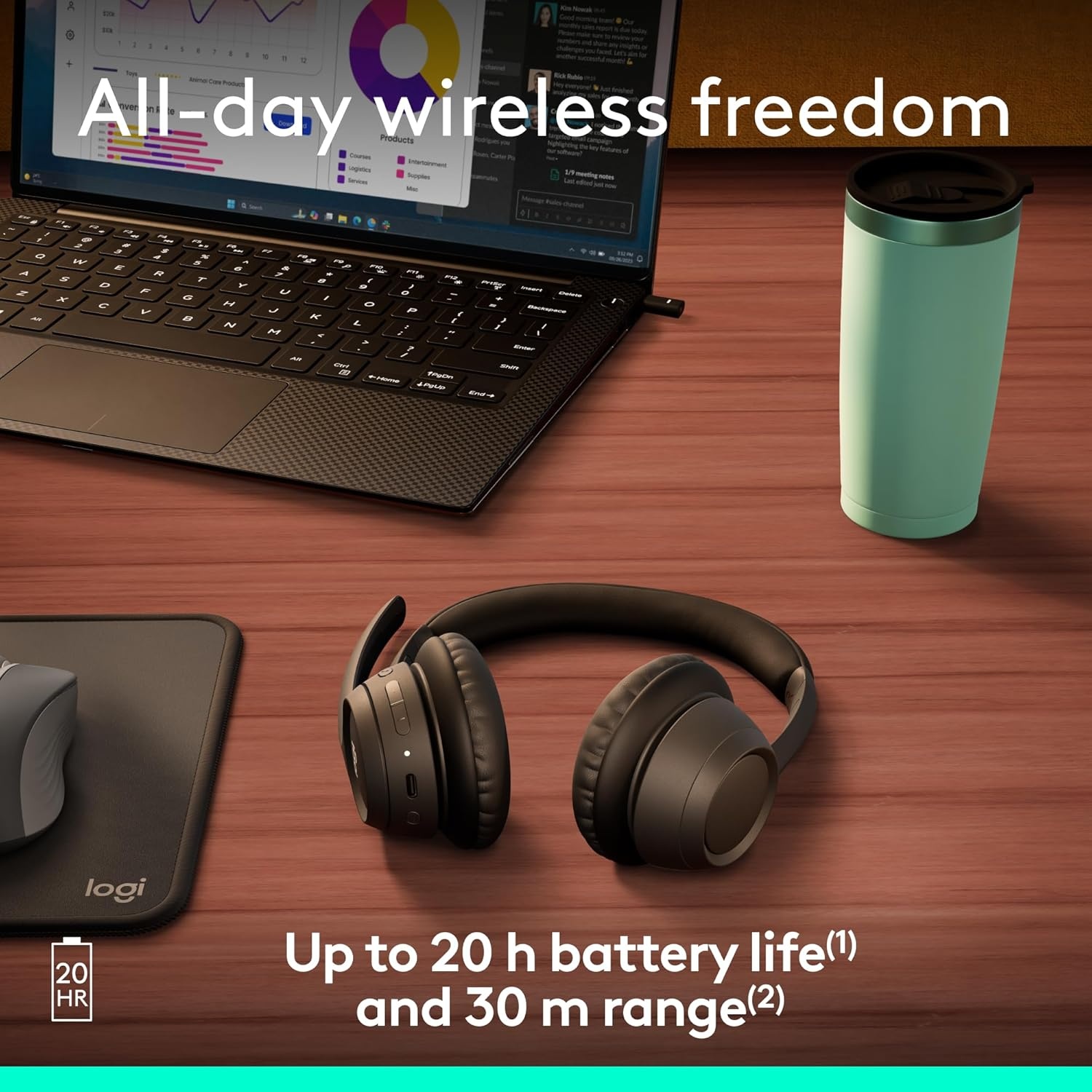 image:imageLogitech Zone 305 for Business Wireless Bluetooth Headset with Microphone for Google Meet Google Voice Zoom Compatible with Windows Mac Chrome Linux iOS iPadOS AndroidUC with dongle