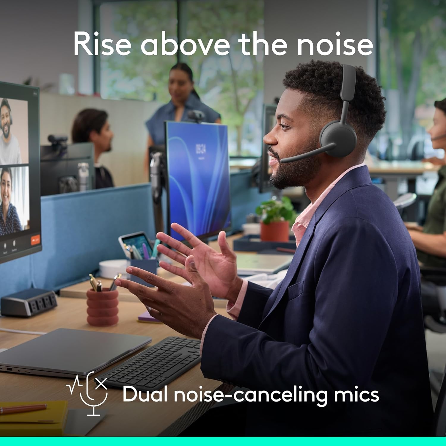 image:imageLogitech Zone Wireless 2 Premium Noise Canceling Headset with Hybrid ANC Bluetooth USBC USBA Certified for Microsoft Teams and Fast Pair Engineered for Intel Evo laptops GraphiteGraphite