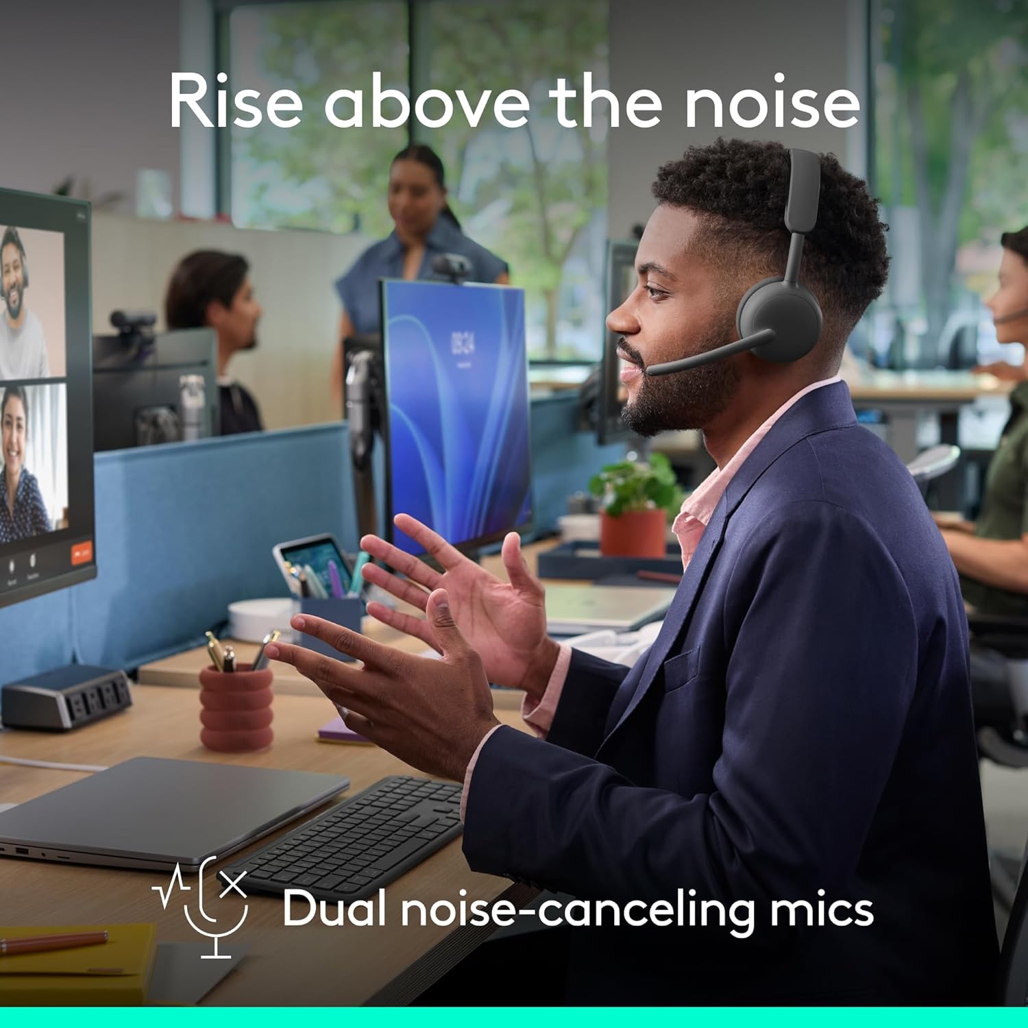 image:imageLogitech Zone Wireless 2 Premium Noise Canceling Headset with Hybrid ANC Bluetooth USBC USBA Certified for Microsoft Teams and Fast Pair Engineered for Intel Evo laptops GraphiteGraphite