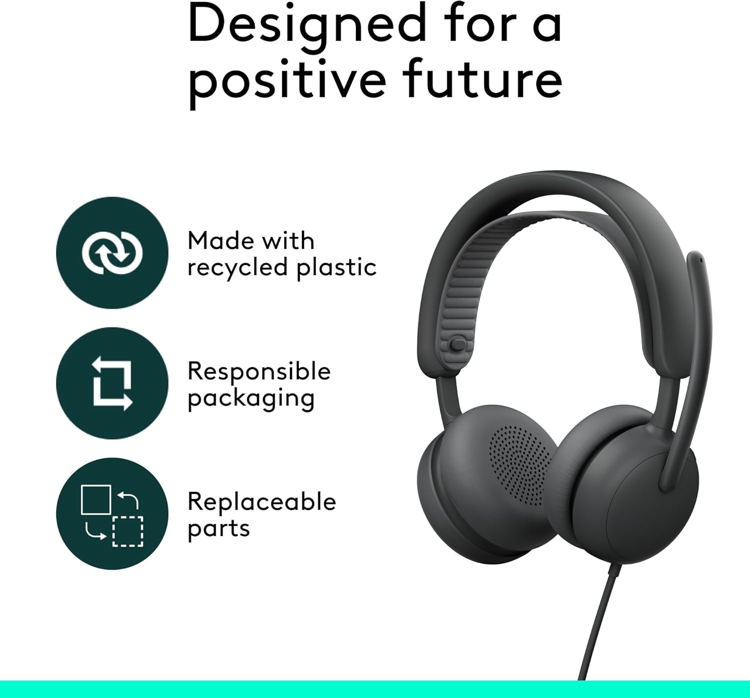 image:imageLogitech Zone Wireless 2 Premium Noise Canceling Headset with Hybrid ANC Bluetooth USBC USBA Certified for Microsoft Teams and Fast Pair Engineered for Intel Evo laptops GraphiteGraphite