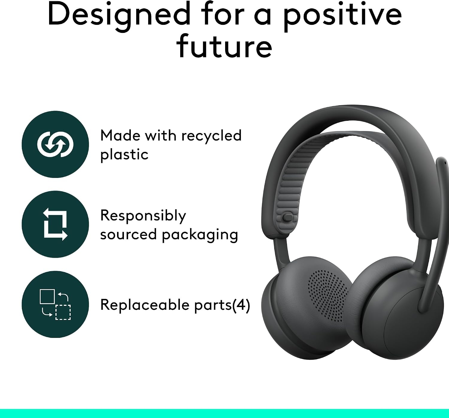 image:imageLogitech Zone Wireless 2 Premium Noise Canceling Headset with Hybrid ANC Bluetooth USBC USBA Certified for Microsoft Teams and Fast Pair Engineered for Intel Evo laptops GraphiteGraphite