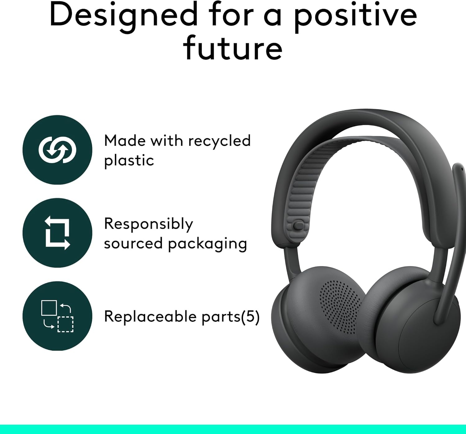 image:imageLogitech Zone Wireless 2 Premium Noise Canceling Headset with Hybrid ANC Bluetooth USBC USBA Certified for Microsoft Teams and Fast Pair Engineered for Intel Evo laptops GraphiteGraphite