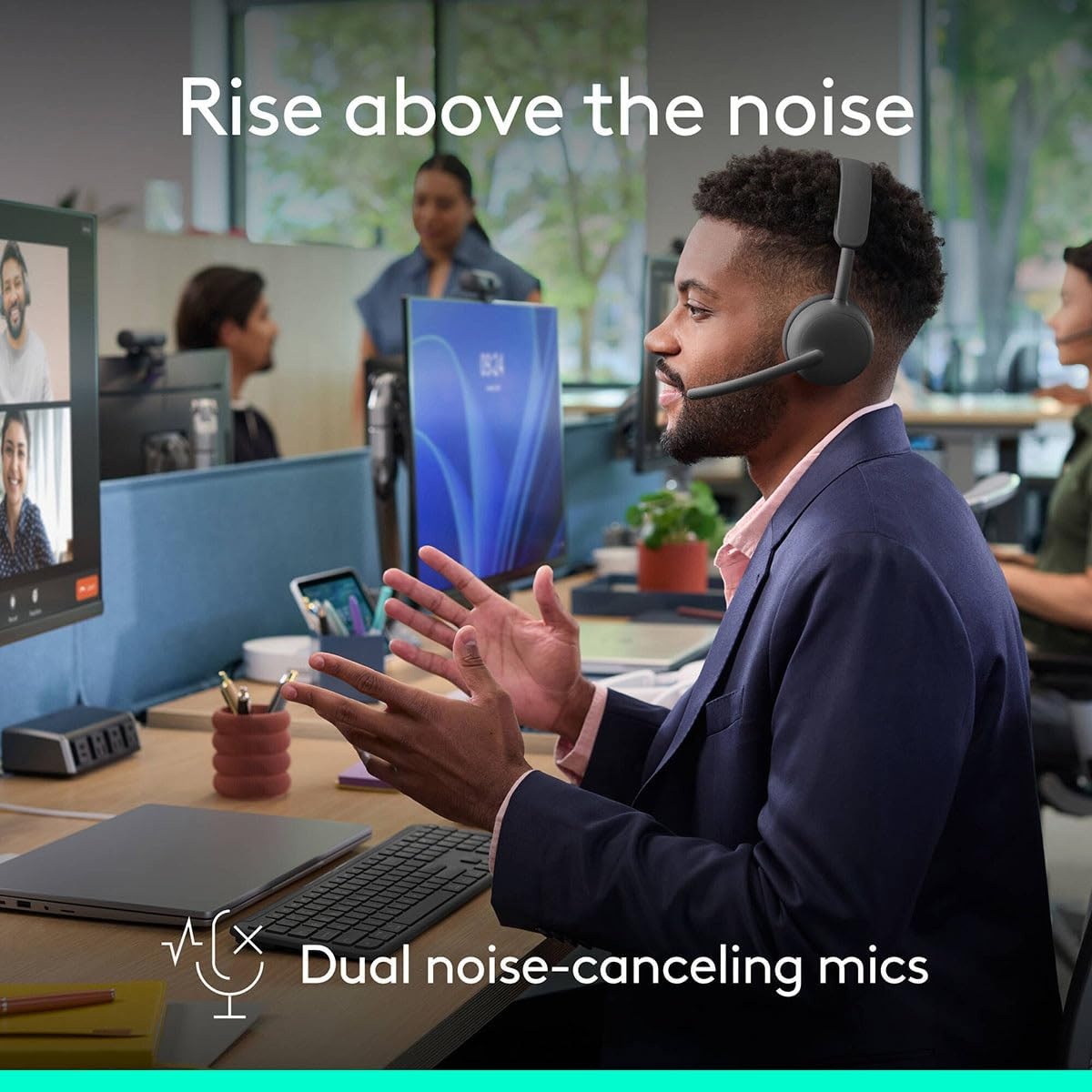 image:imageLogitech Zone Wireless 2 Premium Noise Canceling Headset with Hybrid ANC Bluetooth USBC USBA Certified for Microsoft Teams and Fast Pair Engineered for Intel Evo laptops GraphiteGraphite