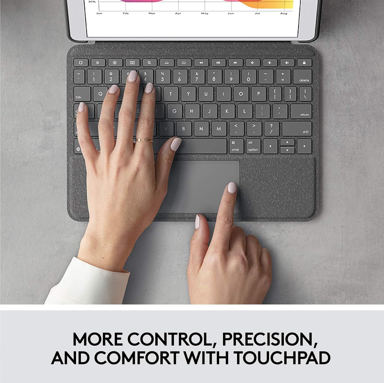 image:imageLogitech iPad 7th 8th and 9th Generation Keyboard Case Slim Folio with Integrated Wireless Keyboard Graphite 73 x 101 x 09Combo Touch
