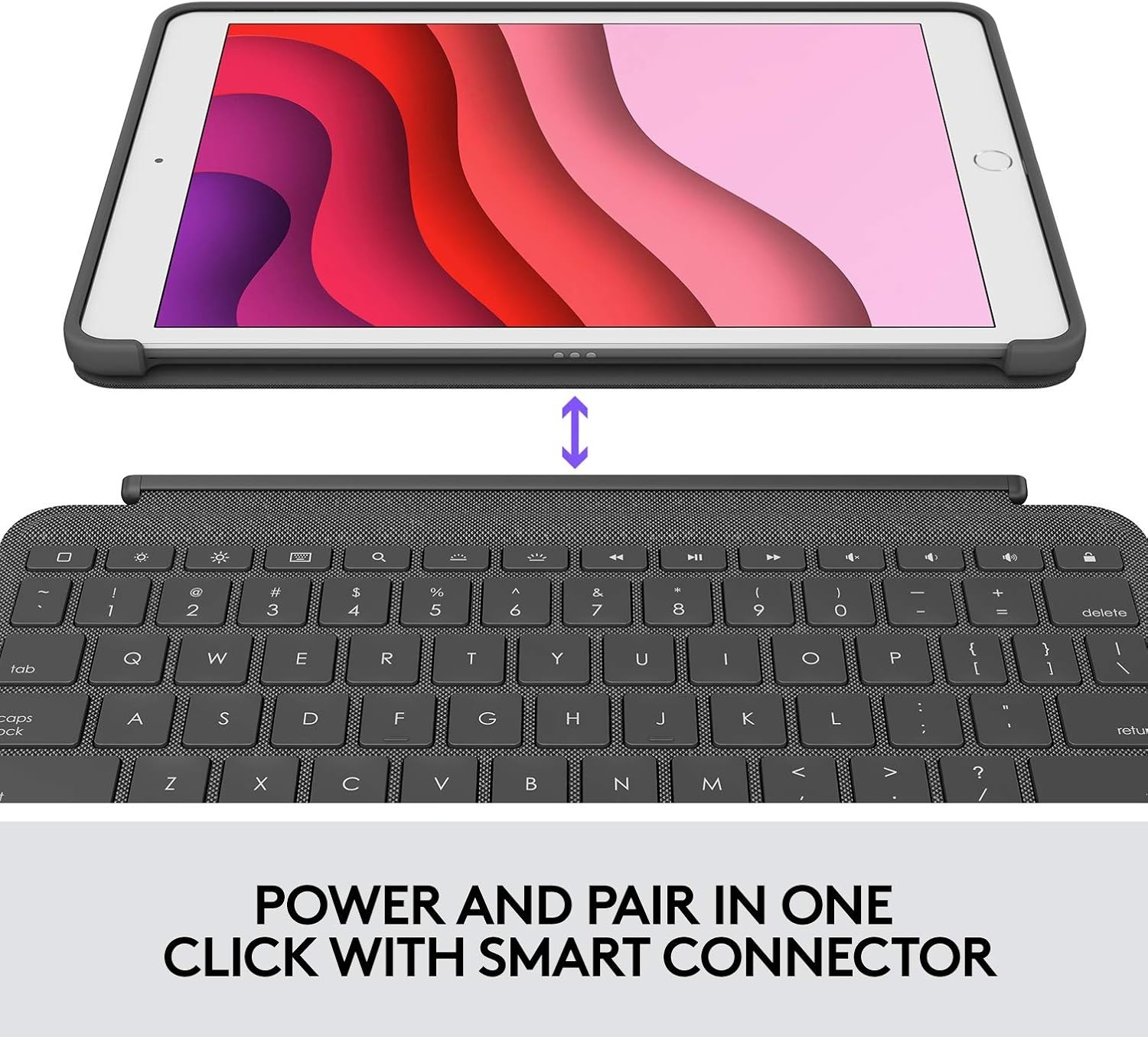 image:imageLogitech iPad 7th 8th and 9th Generation Keyboard Case Slim Folio with Integrated Wireless Keyboard Graphite 73 x 101 x 09Combo Touch