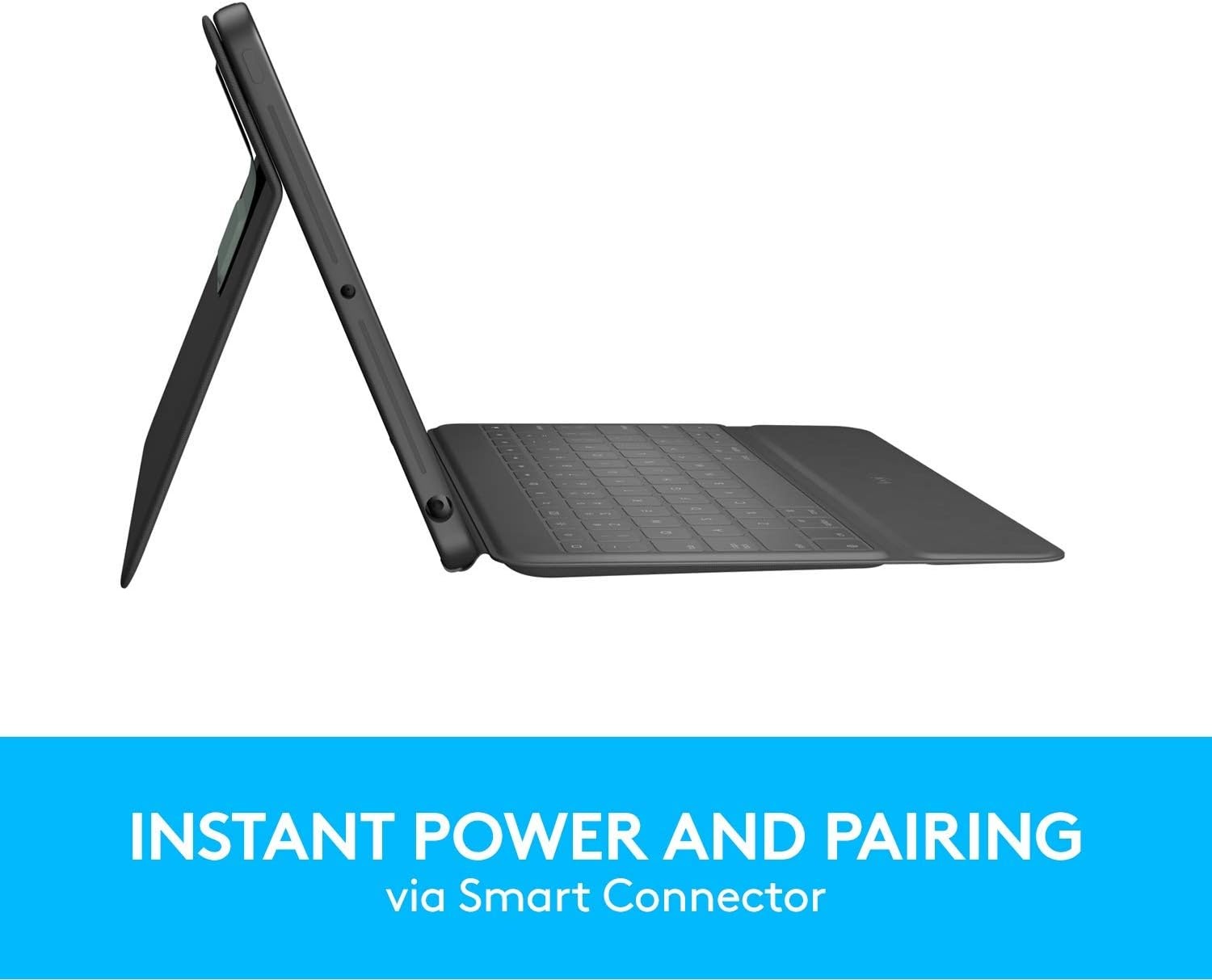image:imageLogitech iPad 7th 8th and 9th Generation Keyboard Case Slim Folio with Integrated Wireless Keyboard Graphite 73 x 101 x 09Rugged Folio