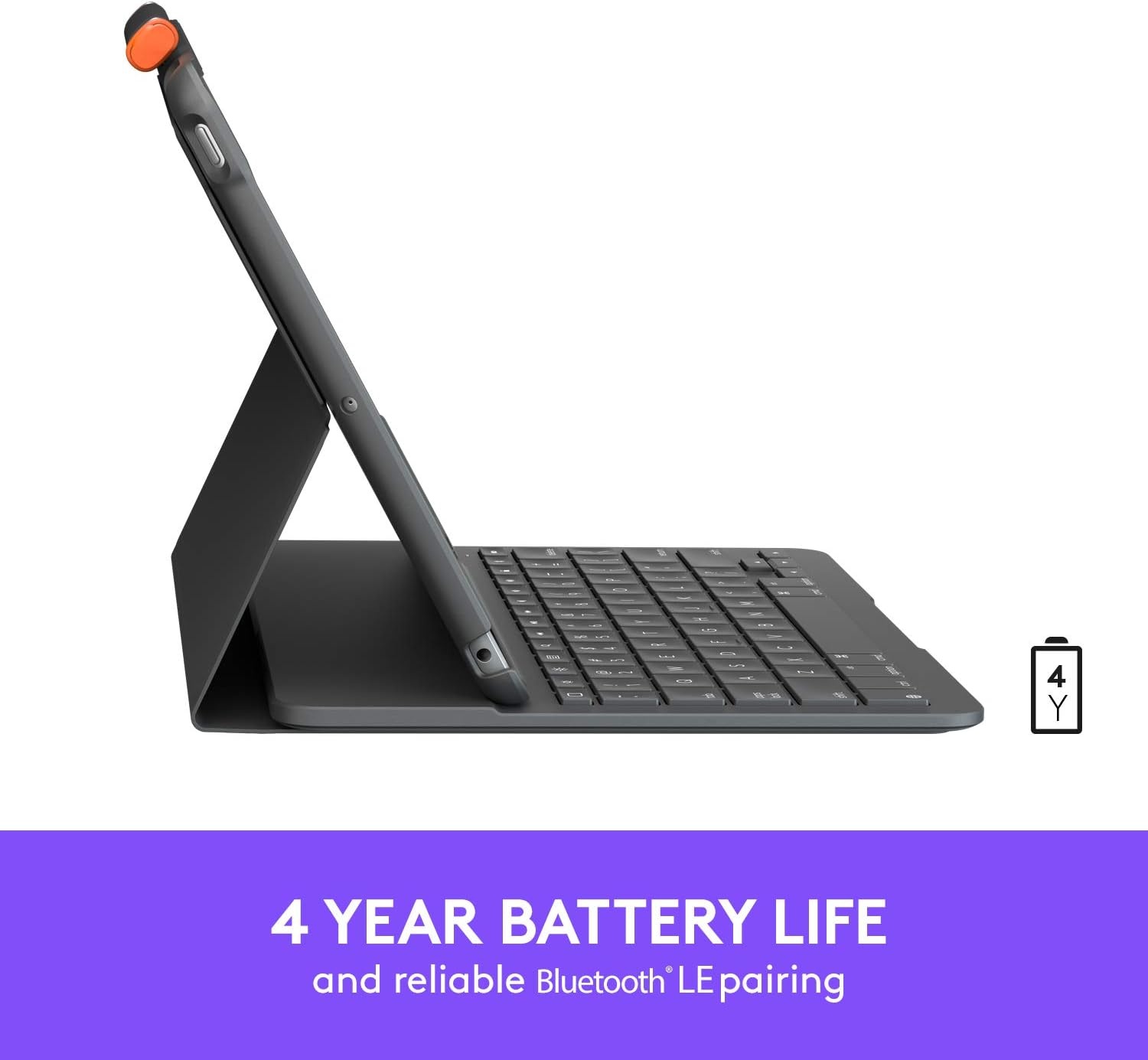 image:imageLogitech iPad 7th 8th and 9th Generation Keyboard Case Slim Folio with Integrated Wireless Keyboard Graphite 73 x 101 x 09Slim Folio