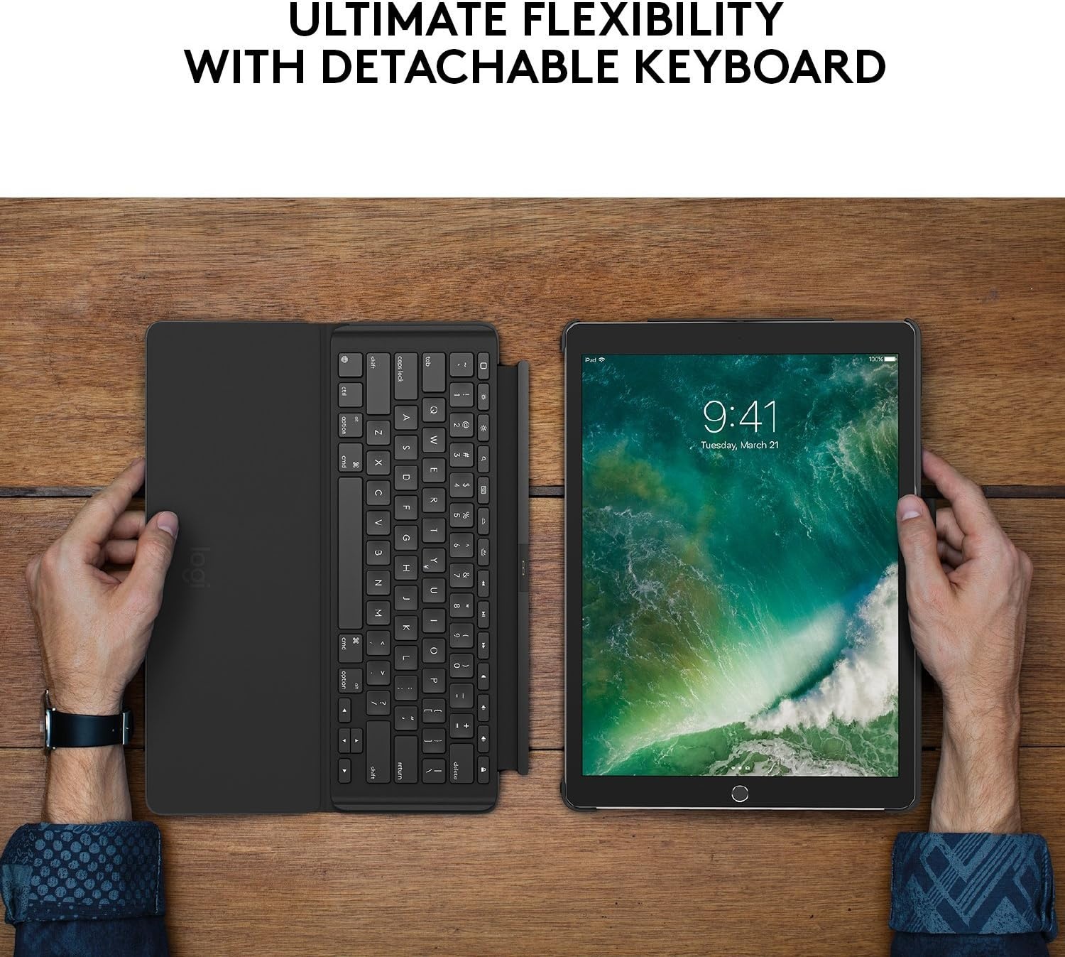 image:imageLogitech iPad Pro 129 inch Keyboard Case Slim Combo with Detachable Backlit Wireless Keyboard and Smart Connector Black
