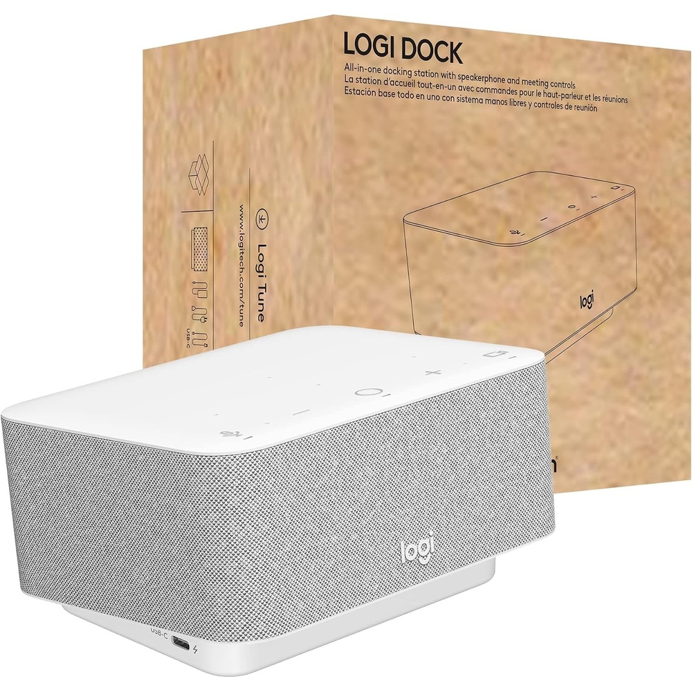 image:imageLogitech  Logi Dock AllinOne USB C Laptop Docking Station Speakerphone Noise Canceling Mics Bluetooth HDMI for WindowsmacOS Certified for Microsoft Teams GraphiteWhite