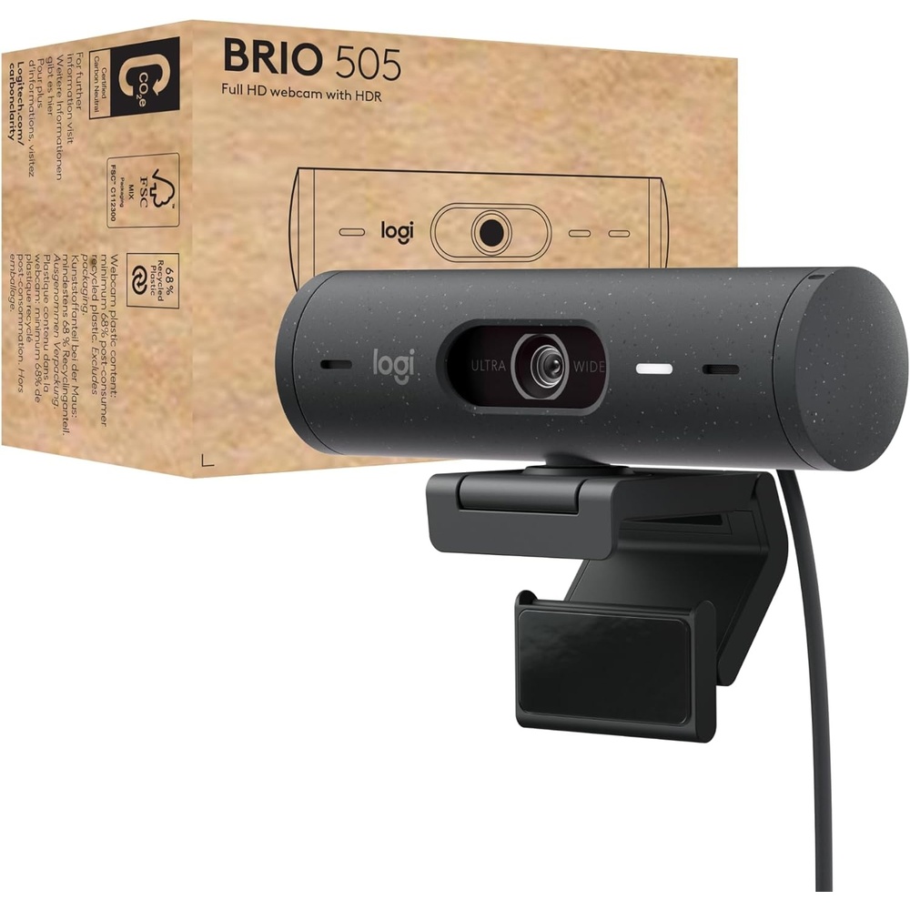 image:imageLogitech Brio 505 Full HD 1080p Webcam with auto Light Correction framing Dual Noise Reduction mics Privacy Shutter Works with Teams Meet Zoom TAA CompliantTAA Version