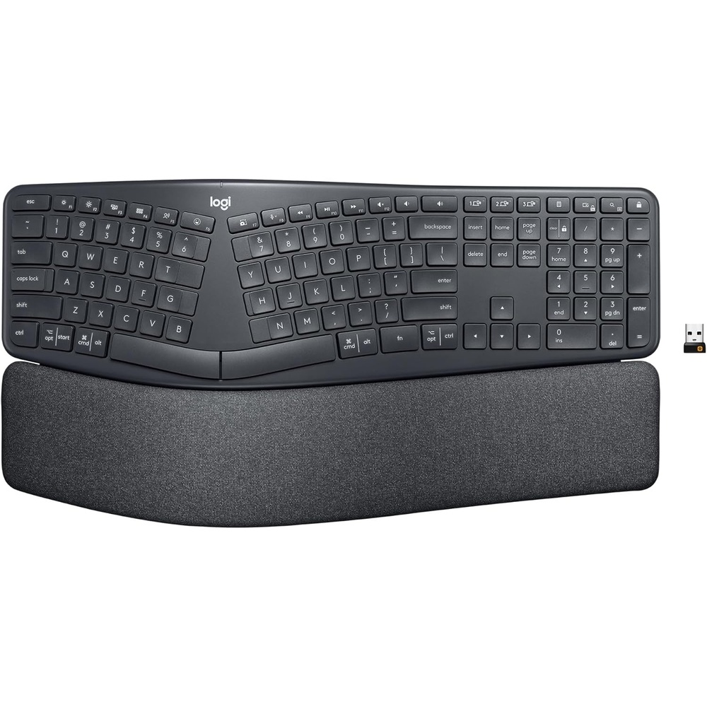 image:imageLogitech Ergo K860 Wireless Ergonomic Keyboard Split Keyboard Wrist Rest Natural Typing StainResistant Fabric Bluetooth and USB Connectivity Compatible with WindowsMac BlackKeyboard Only