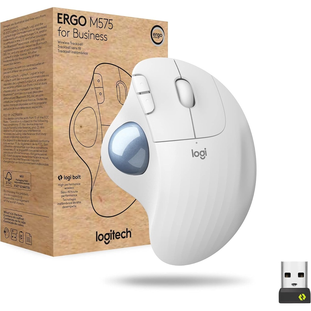 image:imageLogitech Ergo M575 Wireless Trackball Mouse for Business  OffWhiteWhite