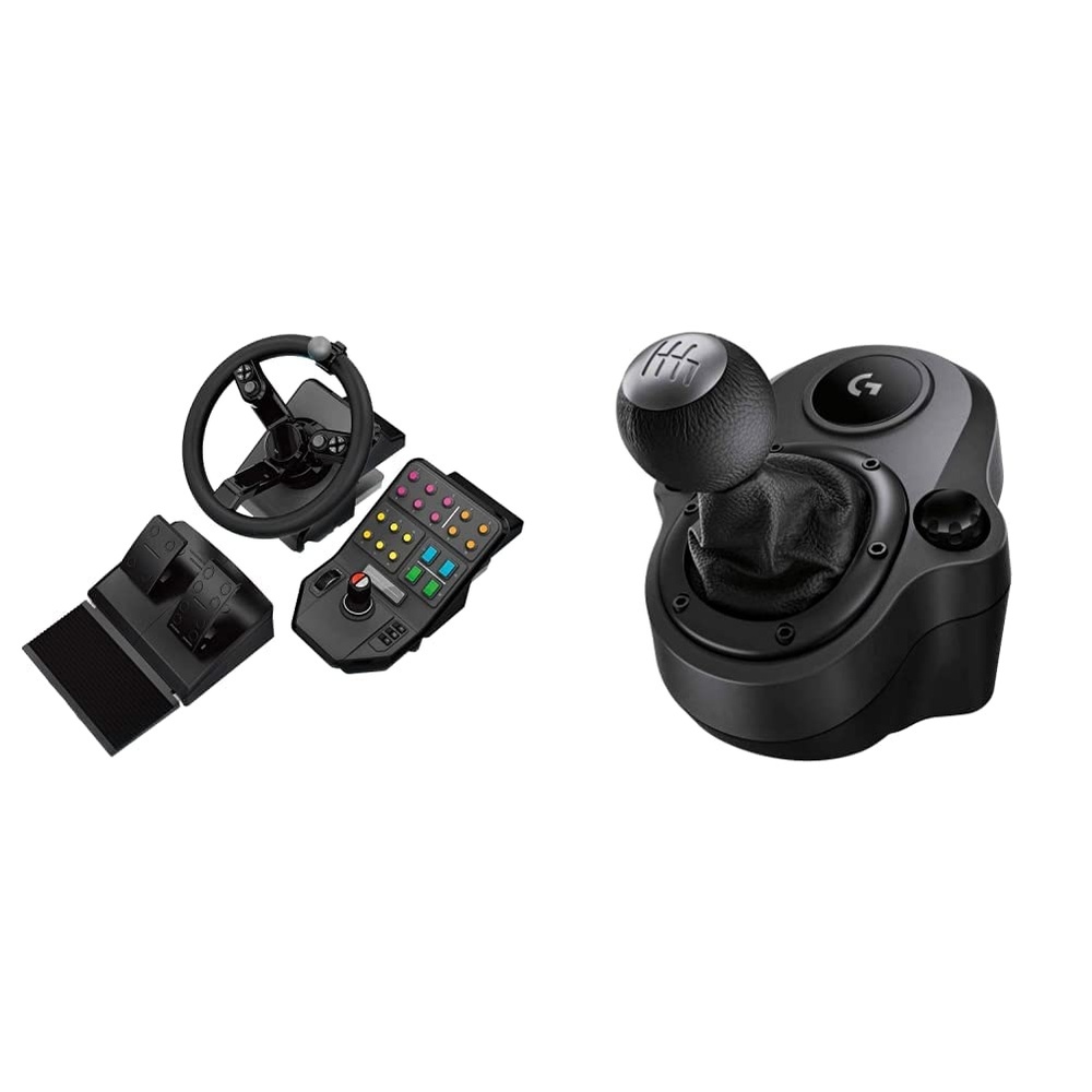 image:imageLogitech G Farm Simulator Heavy Equipment Bundle 2nd Generation  Steering Wheel Pedals Vehicle Side PanelEquipment Bundle  Force Shifter