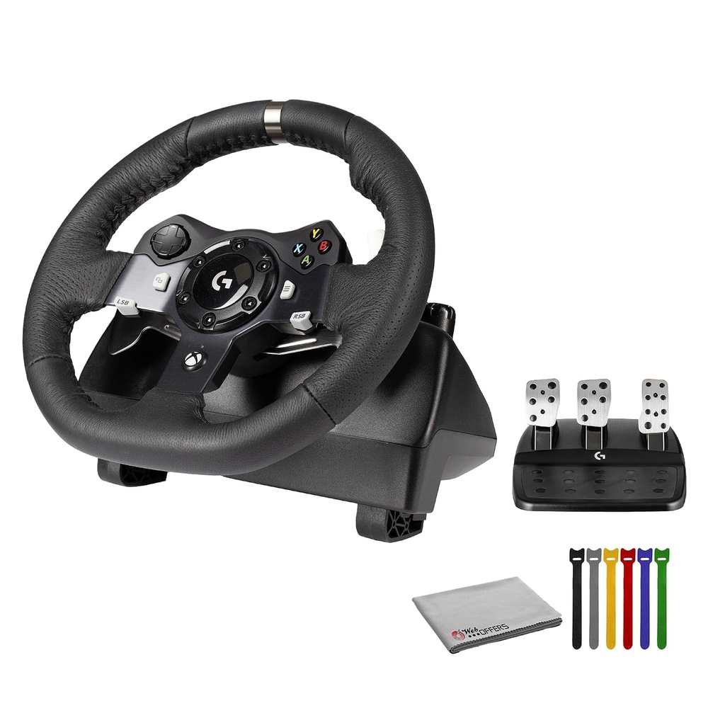 image:imageLogitech G920 Driving Force Racing Wheel for Xbox Series XS Xbox One PC Mac DualMotor Force Feedback Stainless Steel Paddle Shifters Leather Wheel Responsive Pedals  More