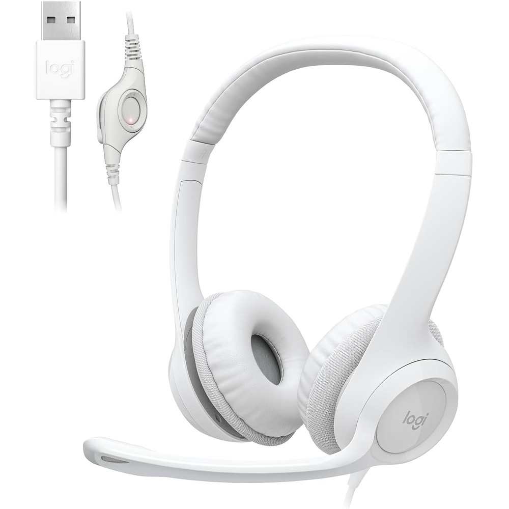 image:imageLogitech H 390Color BlackConnectivity Technology WiredBuiltin Media HeadsetOff White