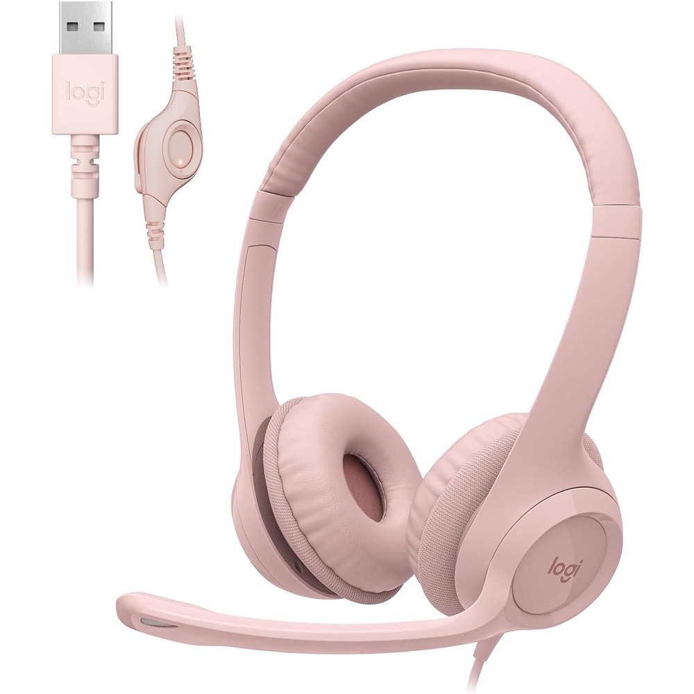 image:imageLogitech H390 Wired Headset for PCLaptop Stereo Headphones with Noise Cancelling Microphone USBA inLine Controls Works with Chromebook  BlackRose