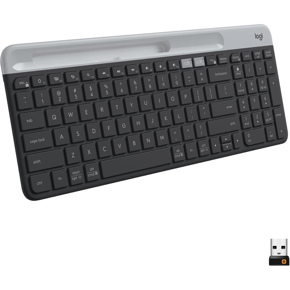 image:imageLogitech K585 MultiDevice Slim Wireless Keyboard Builtin Cradle for Device for Laptop Tablet Desktop Smartphone WinMac BluetoothReceiver Compact Easy Switch 24 Month Battery RoseGraphite