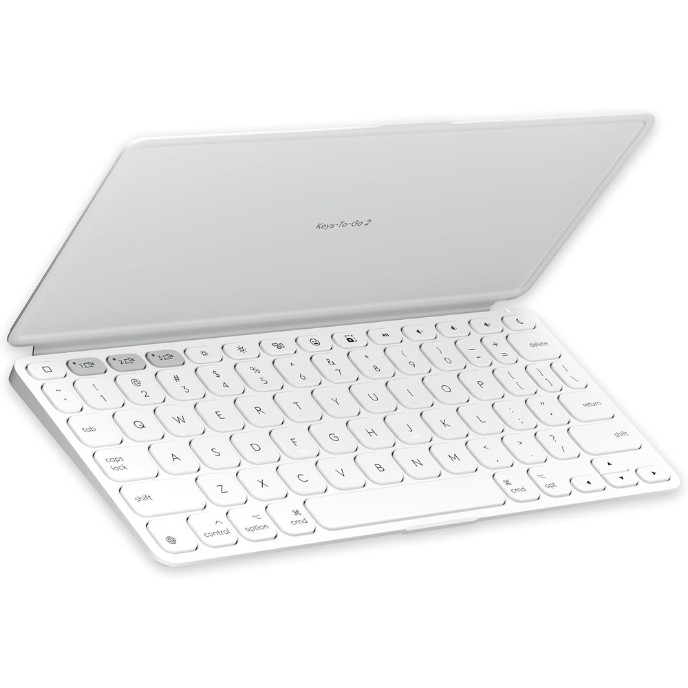 image:imageLogitech KeystoGo 2 Portable Bluetooth Keyboard for Tablet with Builtin Cover Slim and Compact Wireless Keyboard for Windows Android Linux iPad iPhone Mac Apple TV  Pale GreyPale Gray
