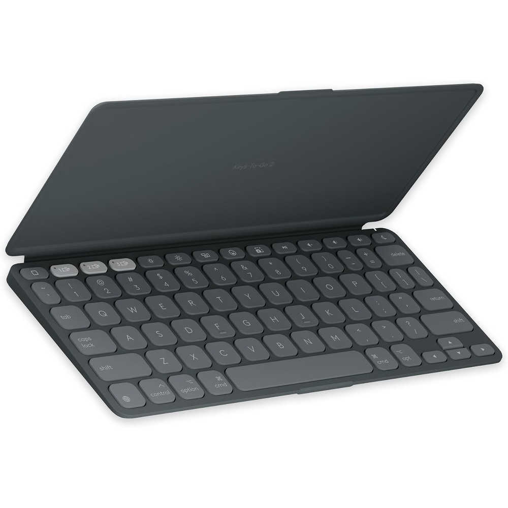 image:imageLogitech KeystoGo 2 Portable Bluetooth Keyboard for Tablet with Builtin Cover Slim and Compact Wireless Keyboard for Windows Android Linux iPad iPhone Mac Apple TV  Pale GreyGraphite