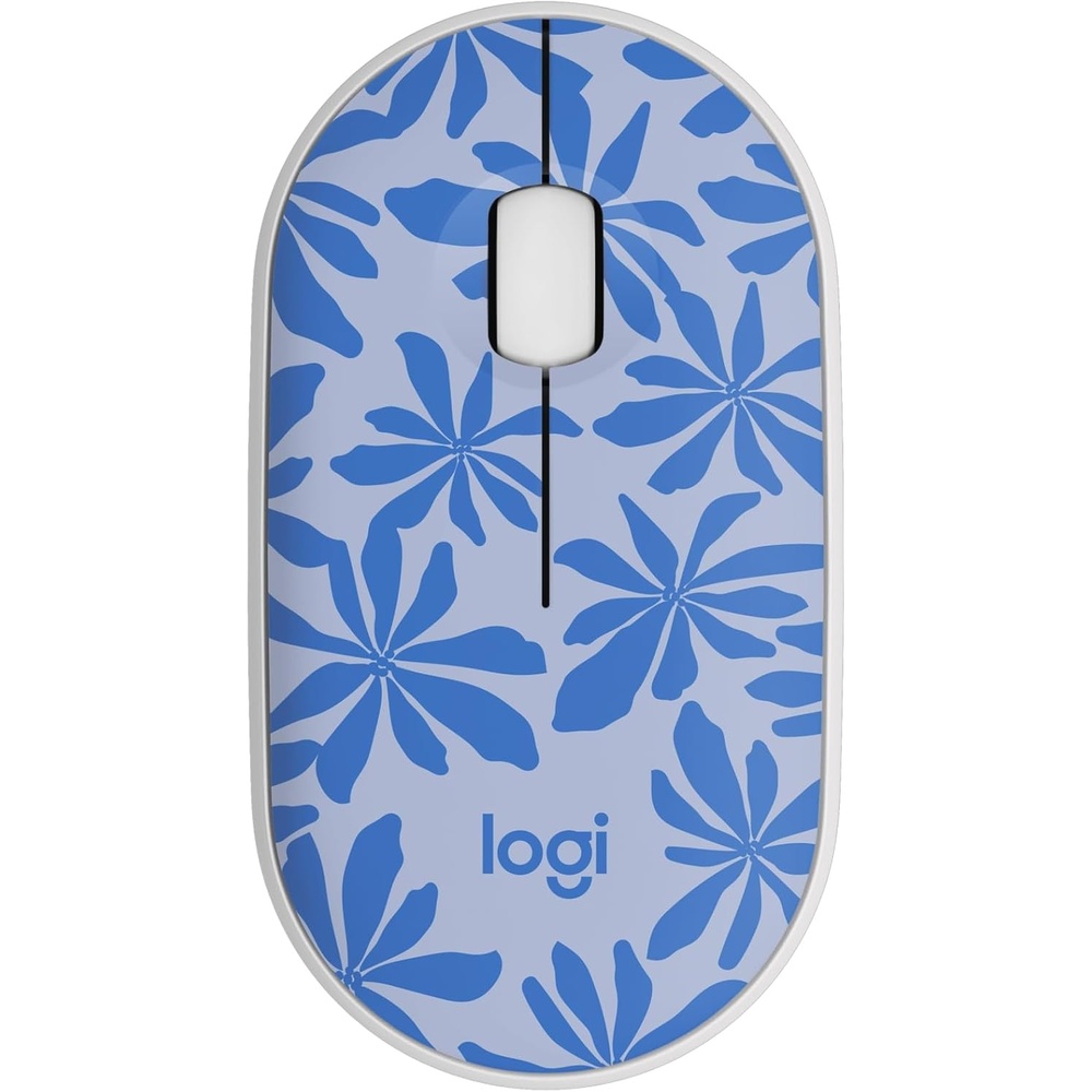 image:imageLogitech M340 Wireless Mouse with Limited Edition Prints USB Receiver and Silent Clicks Portable Wireless Mouse for Laptop PC Windows Chrome Surface  Floral LeavesBlue Floral
