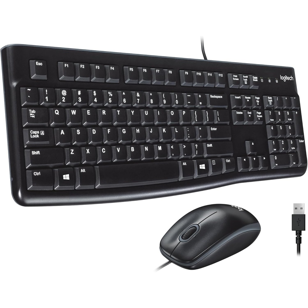 image:imageLogitech MK120 Wired Keyboard and Mouse Combo for Windows Optical Wired Mouse FullSize Keyboard USB PlugandPlay Compatible with PC Laptop Black