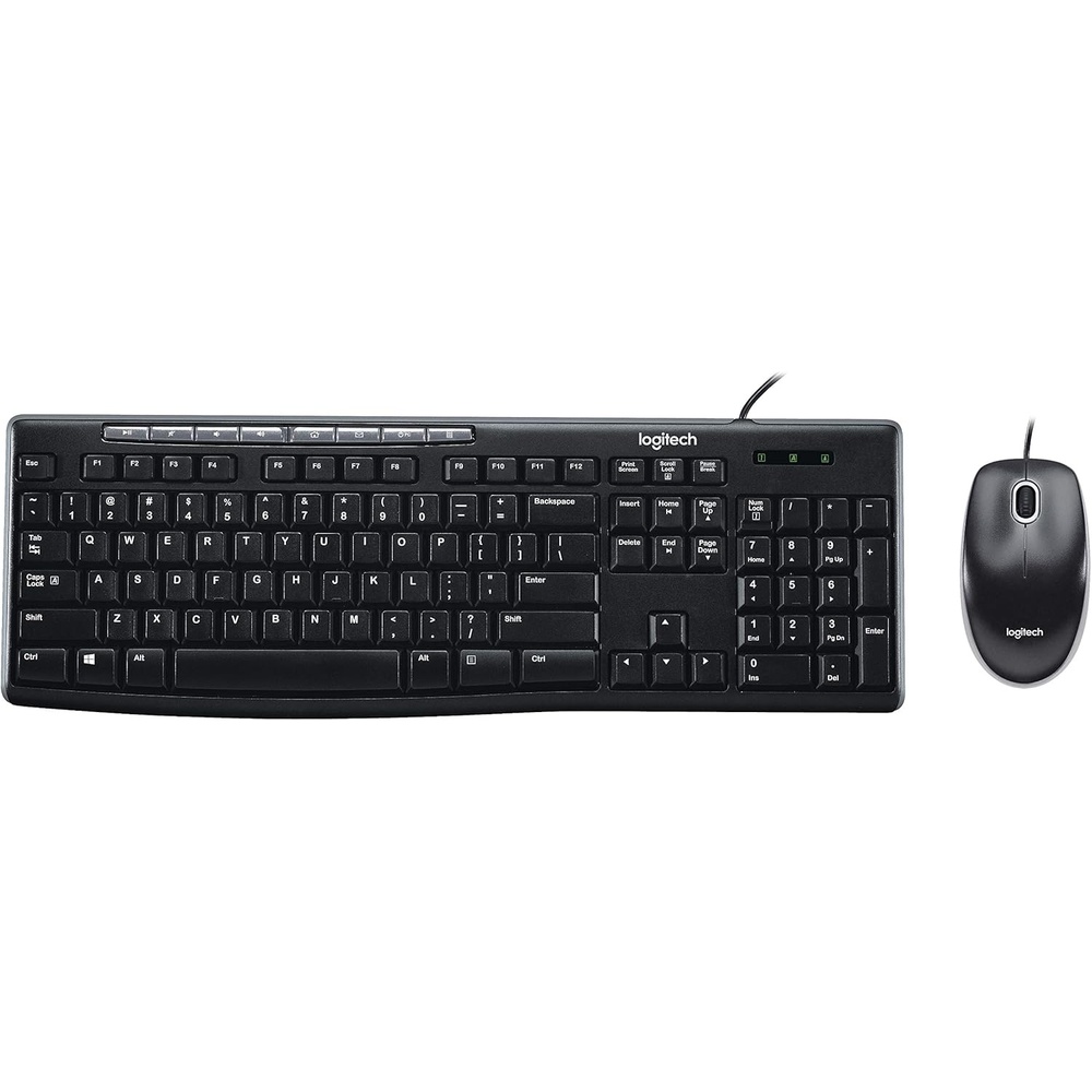image:imageLogitech MK200 Media Combo Wired Keyboard and Mouse FullSize Keyboard with EasyAccess Media Controls HighDefinition Optical Mouse Plug and Play USB Connection BlackKeyboard and Mouse