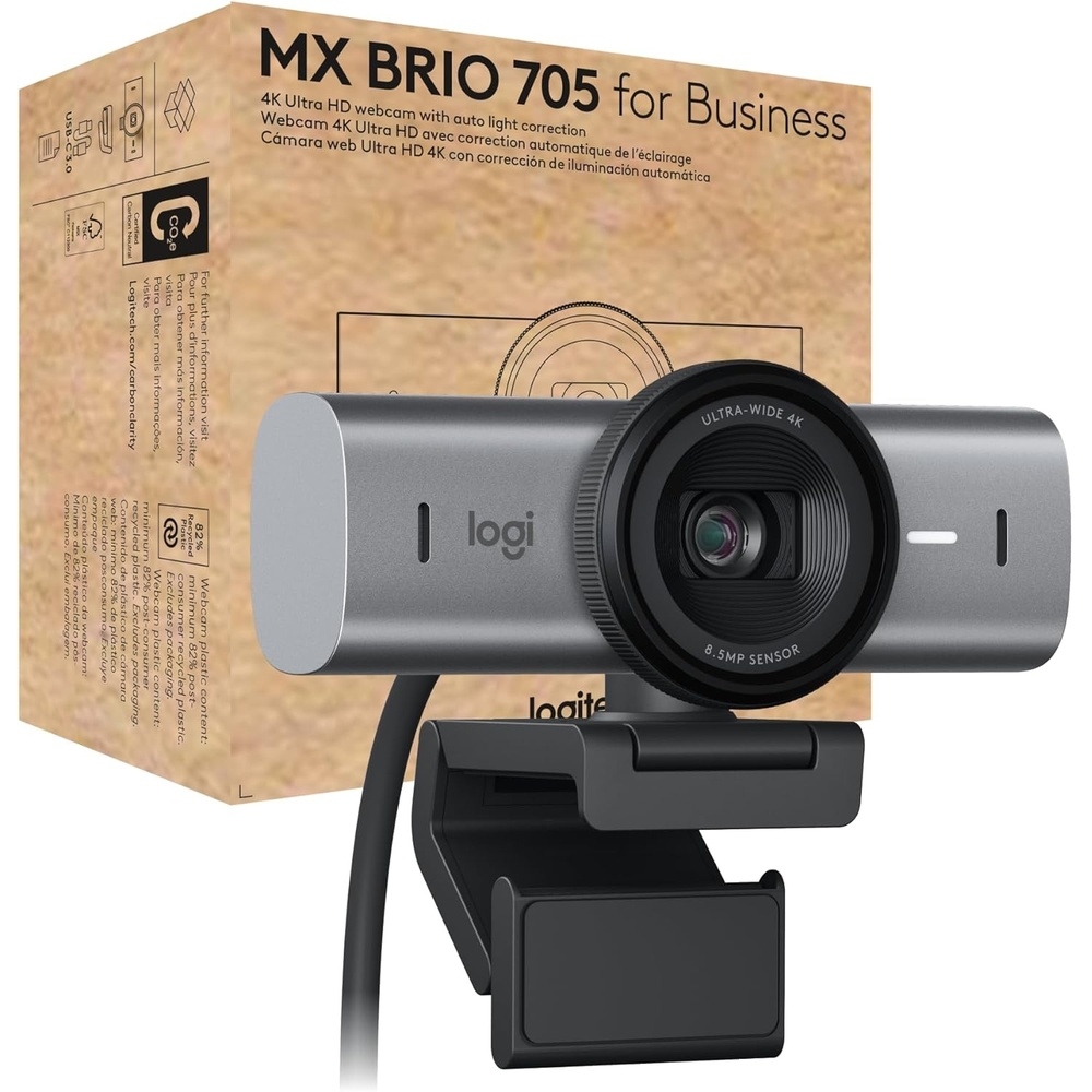 image:imageLogitech MX Brio 705 for Business 4K Webcam with Auto Light Correction Ultra HD Framing Show Mode USBC Works with Microsoft Teams Zoom Google Meet  Graphite
