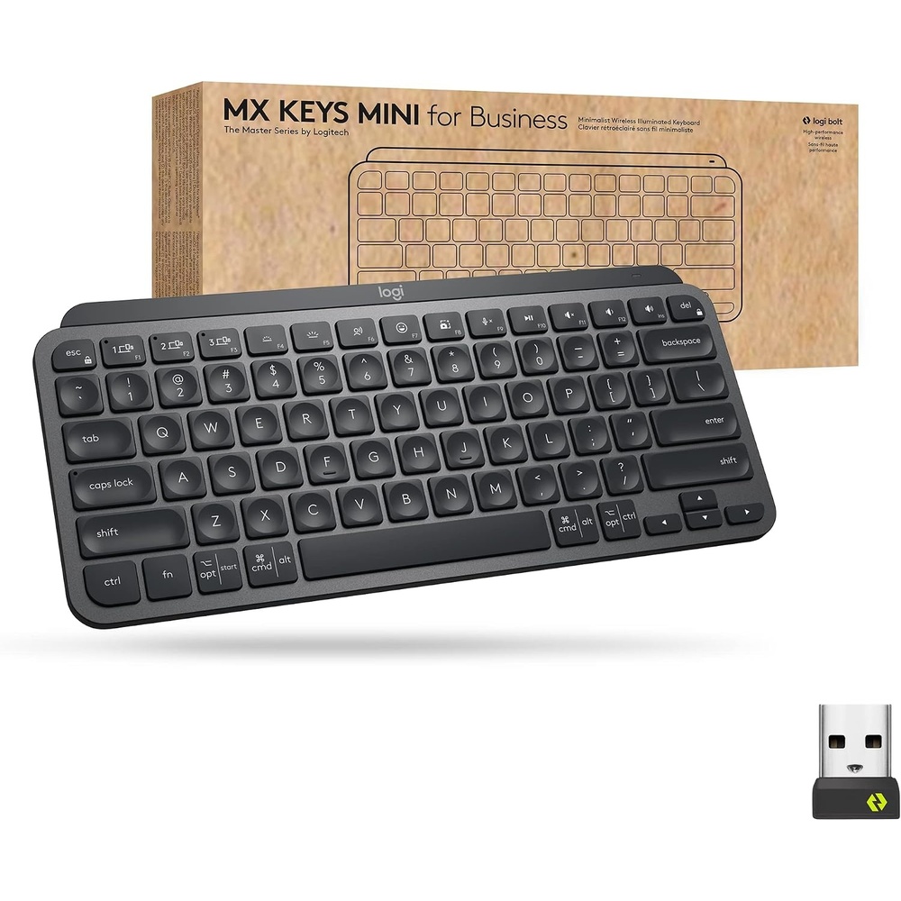 image:imageLogitech MX Keys Mini Wireless Illuminated Keyboard for Business Compact Logi Bolt Technology Backlit Rechargeable Globally Certified WindowsMacChromeLinux  Graphite