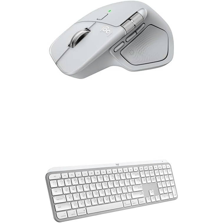 image:imageLogitech MX Master 4 for Mac Ergonomic Bluetooth Mouse with Advanced Performance Haptic Feedback UltraFast Scrolling USBC Charging MacOS iPadOS Windows White SilverWhite Silver
