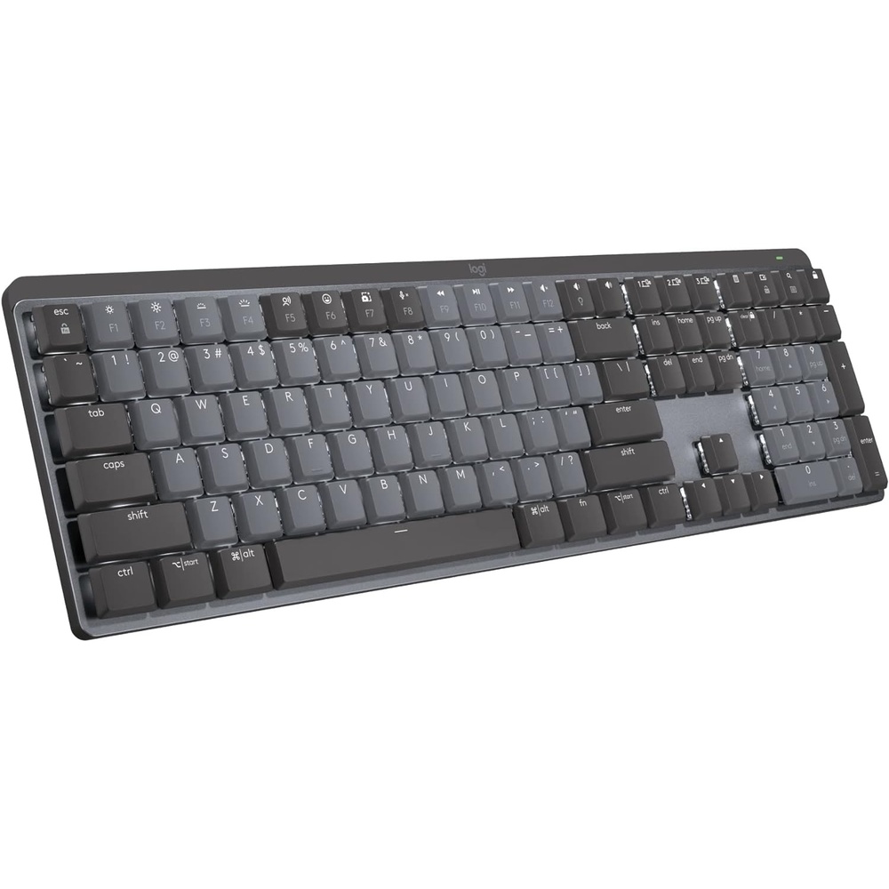 image:imageLogitech MX Mechanical Wireless Illuminated Performance Keyboard Tactile Quiet Switches Backlit Keys Bluetooth USBC macOS Windows Linux iOS Android Metal GraphiteFull Size