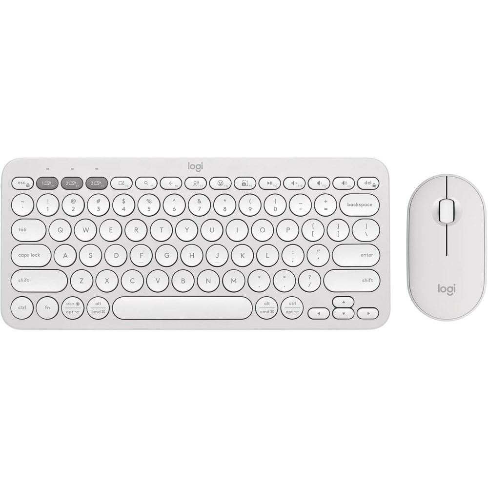 image:imageLogitech Pebble 2 Combo Wireless Keyboard and Mouse Quiet and Portable Customizable Logi Bolt Bluetooth EasySwitch for Windows macOS iPadOS Chrome  Tonal RoseWhite