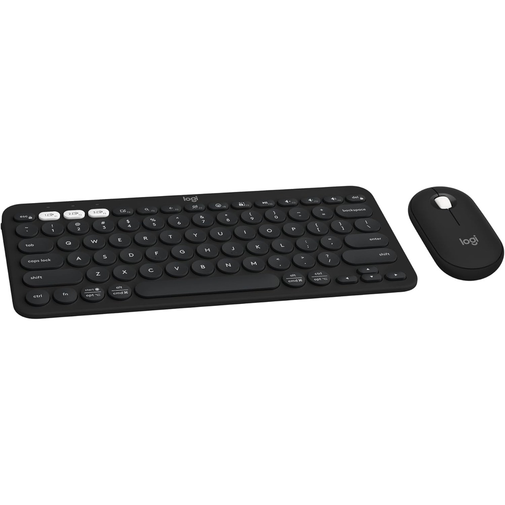 image:imageLogitech Pebble 2 Combo Wireless Keyboard and Mouse Quiet and Portable Customizable Logi Bolt Bluetooth EasySwitch for Windows macOS iPadOS Chrome Tonal RoseBlack