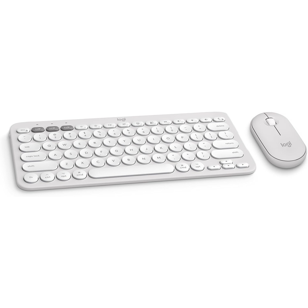 image:imageLogitech Pebble 2 Combo for Mac Wireless Keyboard and Mouse Slim Quiet and Portable Customizable Bluetooth Mouse and Keyboard EasySwitch for macOS iPadOS  Tonal BlueTonal White