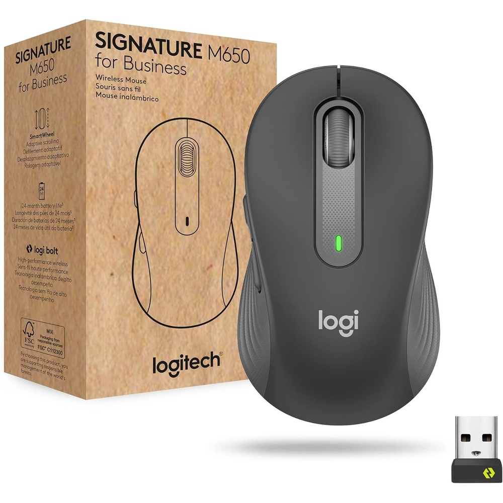 image:imageLogitech Signature M650 for Business Wireless Mouse for Small to Medium Sized Hands Logi Bolt Bluetooth SmartWheel GraphiteMedium