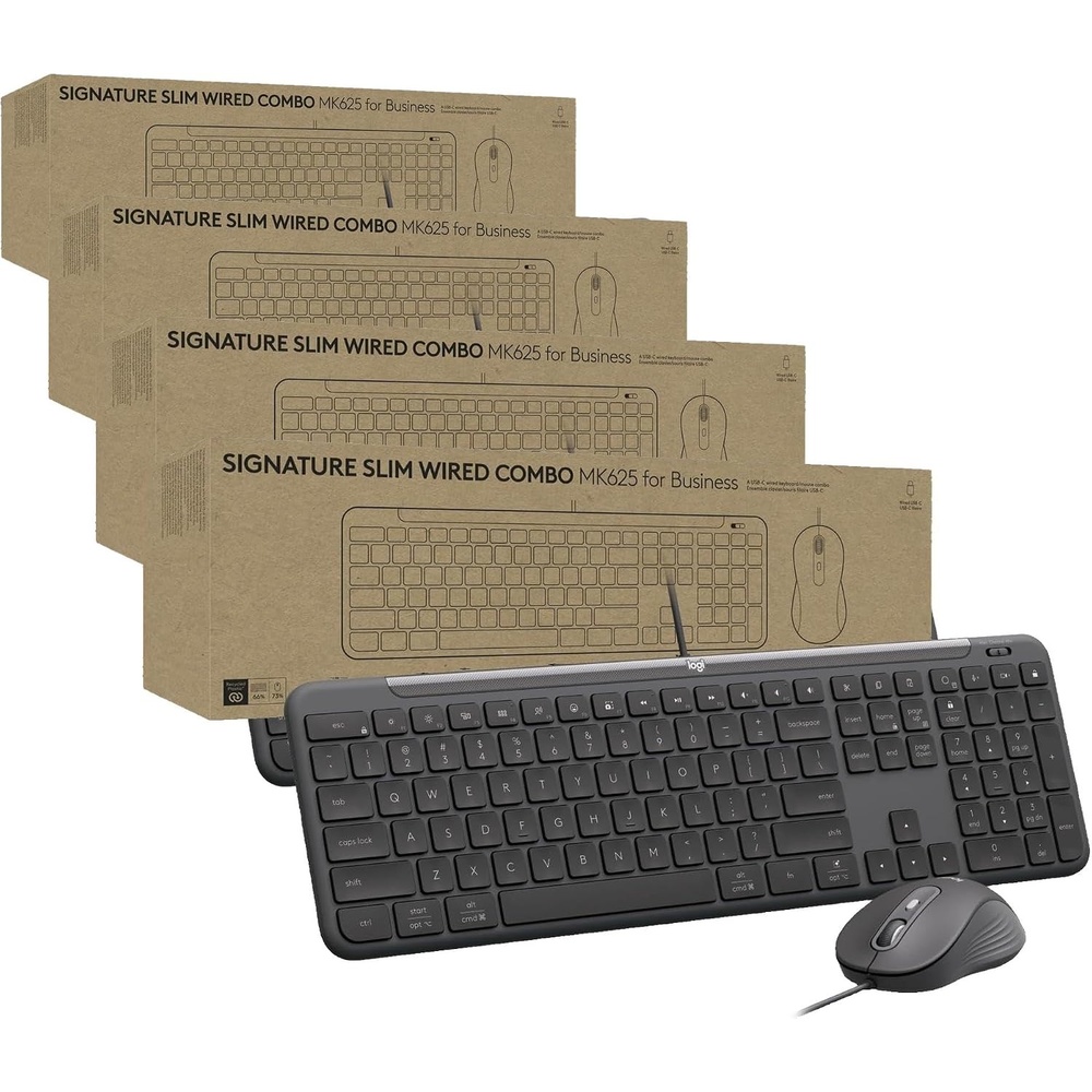 image:imageLogitech Signature Slim Wired Combo MK625 for Business Optical Wired Mouse FullSize Keyboard USBC PlugandPlay WindowsMacChromePClaptops  GraphiteOne Size Pack of 4