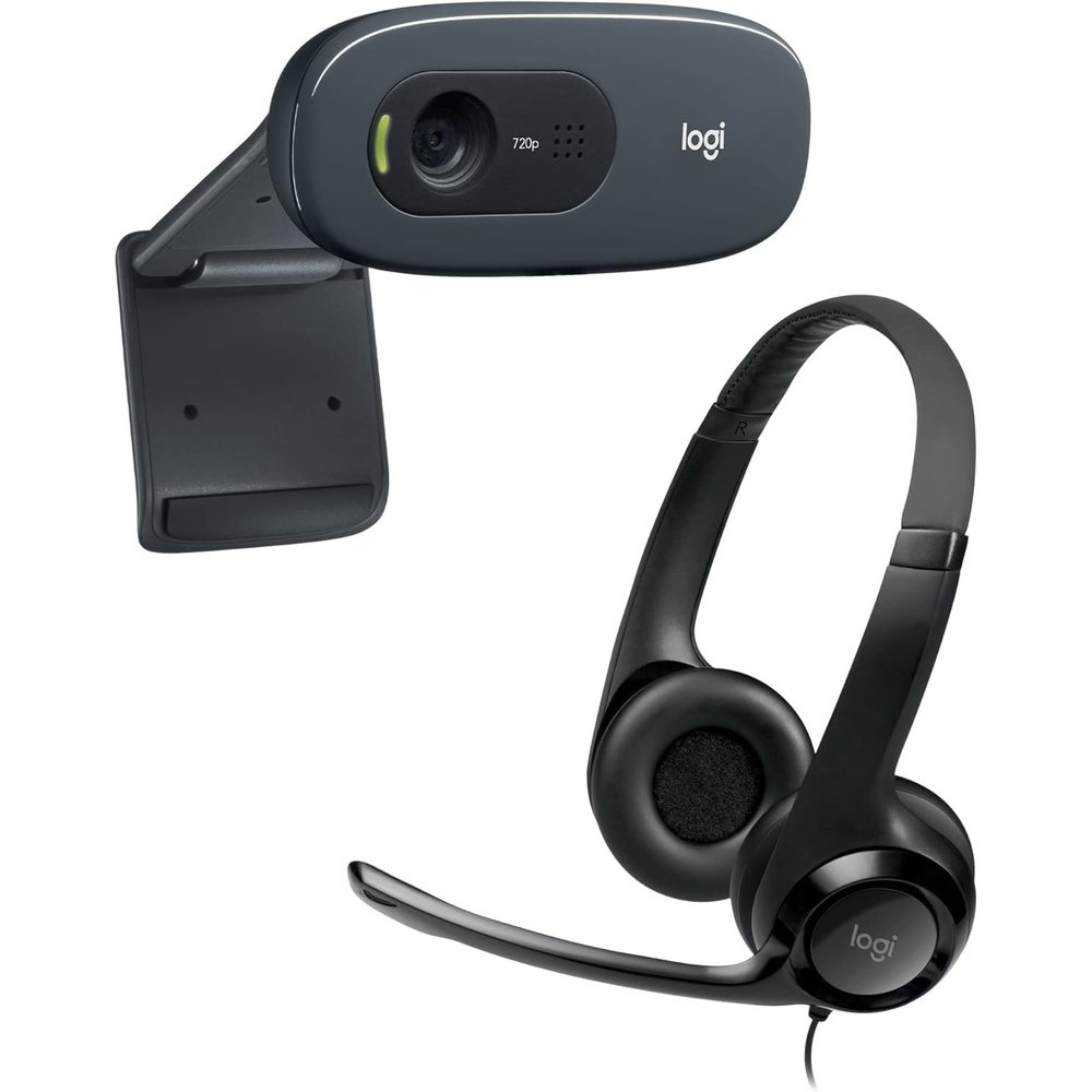 image:imageLogitech USB Headset H390 with Noise Cancelling Mic amp C270 Desktop or Laptop Webcam HD 720p Widescreen for Video Calling and Recording