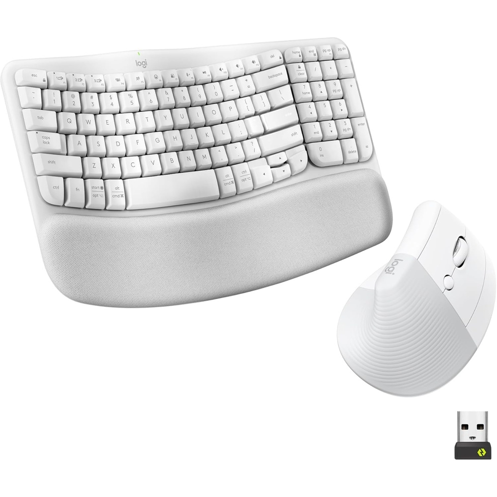 image:imageLogitech Wave Keys amp Lift Vertical Mouse Ergonomic Wireless Keyboard and Mouse Combo with Cushioned Palm Rest EasySwitch Bluetooth for MultiOS WindowsMac OffWhiteOff White