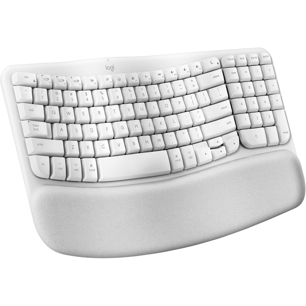 image:imageLogitech Wave Keys for Mac Wireless Ergonomic Keyboard with Cushioned Palm Rest Comfortable Natural Typing Bluetooth Keyboard EasySwitch Optimized for Mac Apple iPad Off WhiteKeyboard