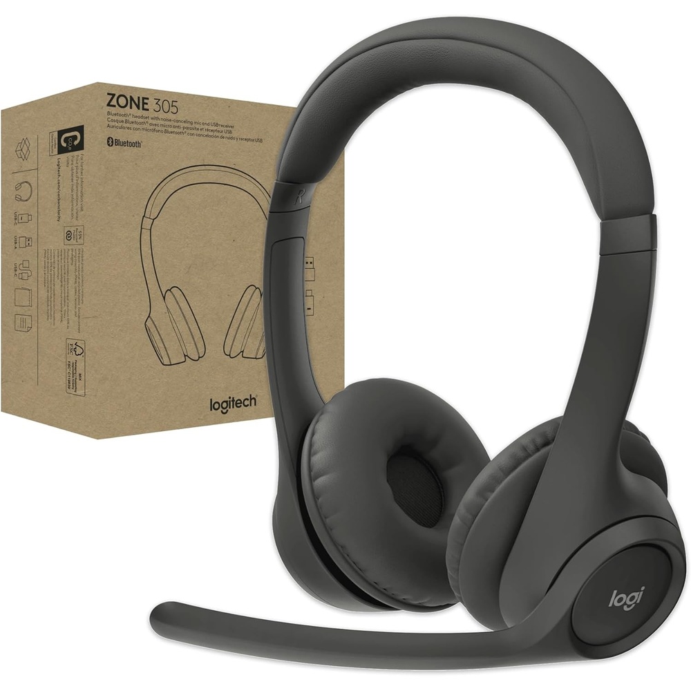 image:imageLogitech Zone 305 for Business Wireless Bluetooth Headset with Microphone for Google Meet Google Voice Zoom Compatible with Windows Mac Chrome Linux iOS iPadOS AndroidUC with dongle