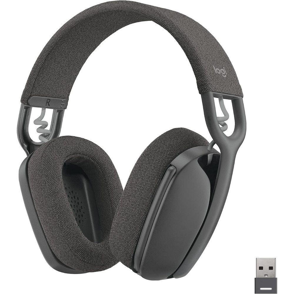 image:imageLogitech Zone Vibe 125 Wireless Headphones with NoiseCanceling Microphone Bluetooth USBA Receiver Works with Zoom Google Voice Google Meet MacPC  Graphite