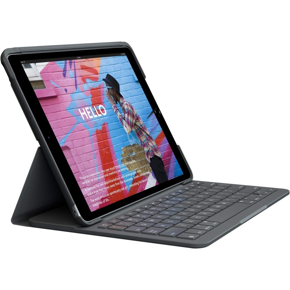 image:imageLogitech iPad 7th 8th and 9th Generation Keyboard Case Slim Folio with Integrated Wireless Keyboard Graphite 73 x 101 x 09Slim Folio